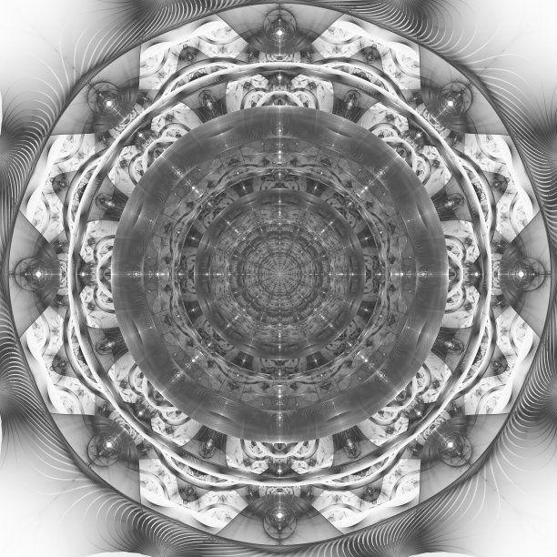 浅背景上的深蓝色分形曼荼罗。疯狂抽象的分形形状与万花筒图案图片下载