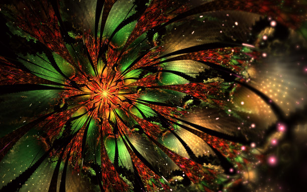 计算机生成的抽象分形花朵图案。数字艺术品平板电脑背景，桌面墙纸或创意封面设计。图片下载