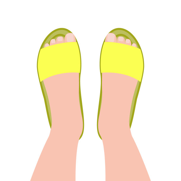 黄色拖鞋俯视图。女式沙滩鞋或室内鞋图片下载