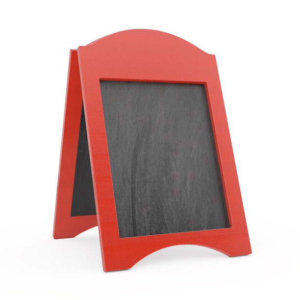 红色空白木制菜单黑板户外显示。3d渲染图片下载