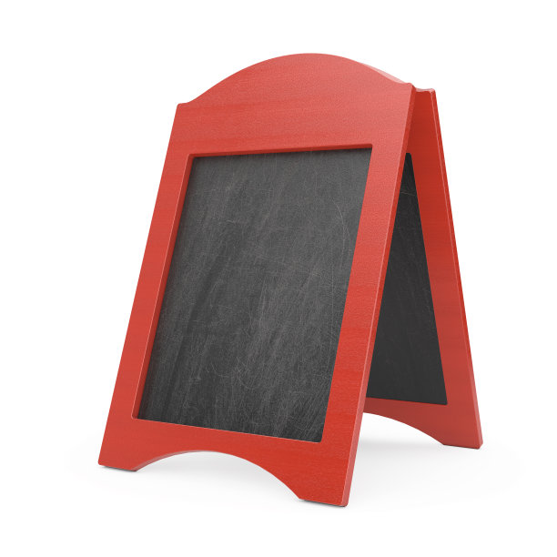 红色空白木制菜单黑板户外显示。3d渲染图片下载