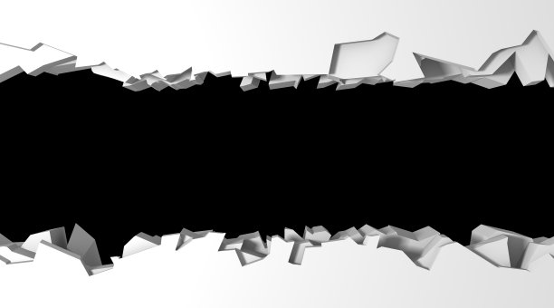 黑暗的破坏在白色的石墙上撕开了一个洞图片下载