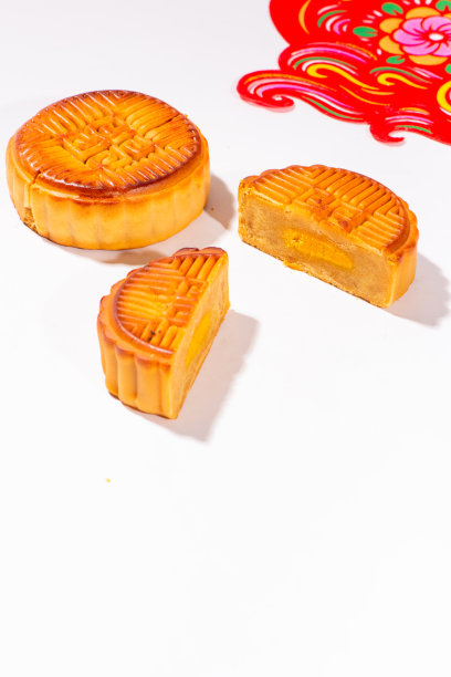 中国月饼和白色背景图片下载