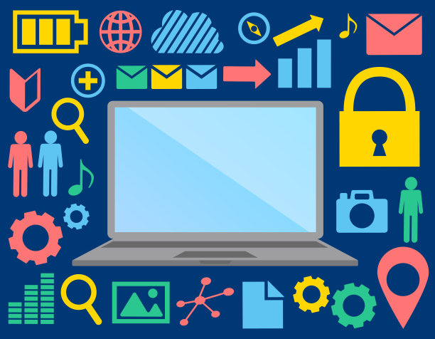 个人电脑平面设计的矢量插图图片下载