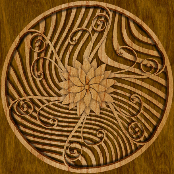 木雕几何图案背景纹理，3d插图图片下载