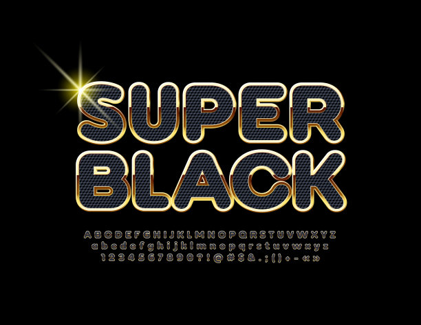 向量超级黑色和金色字母。豪华风格的字体图片下载
