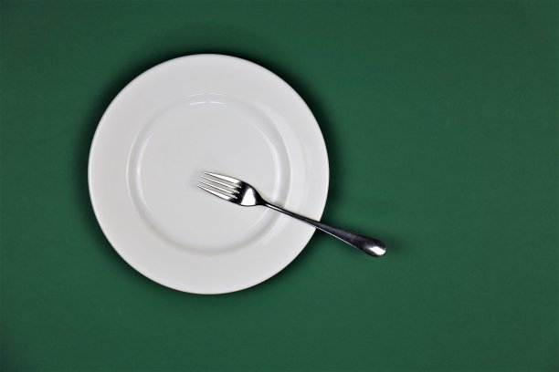 一个盘子和叉子的图像图片下载