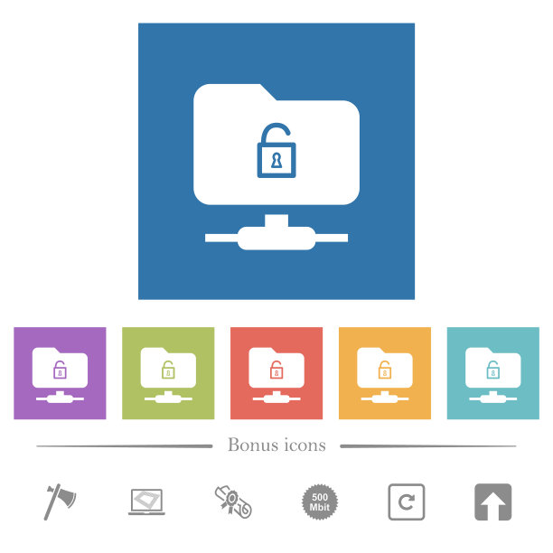 FTP解锁平面白色图标在方形背景图片下载