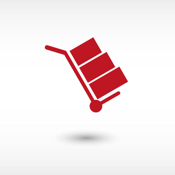 手卡车-红色矢量图标与阴影图片下载