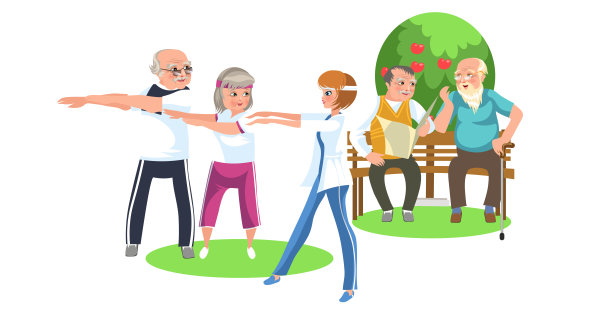 穿着西装做运动的卡通形象图片下载