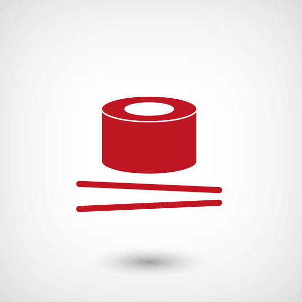 寿司-红色矢量图标与阴影图片下载