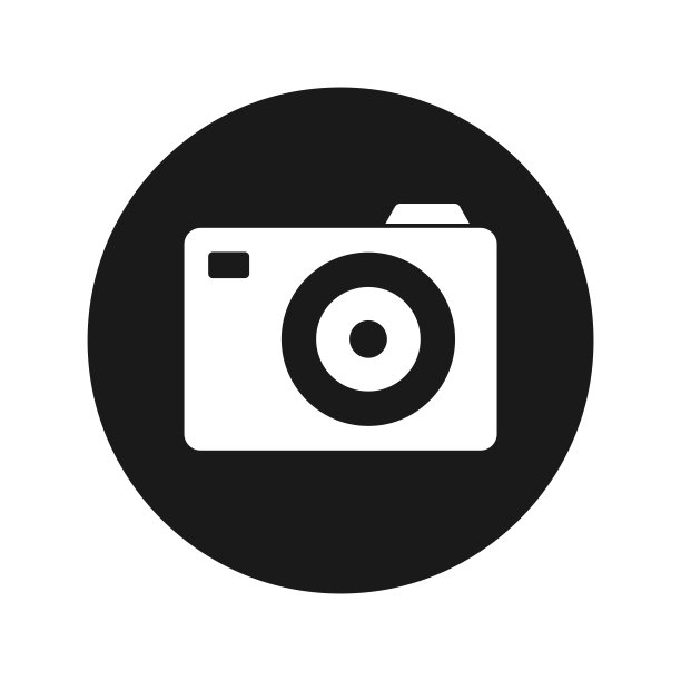 相机图标平坦的黑色圆形按钮矢量插图图片下载