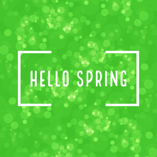 绿色的春色背景配上时尚的铭文插图图片下载
