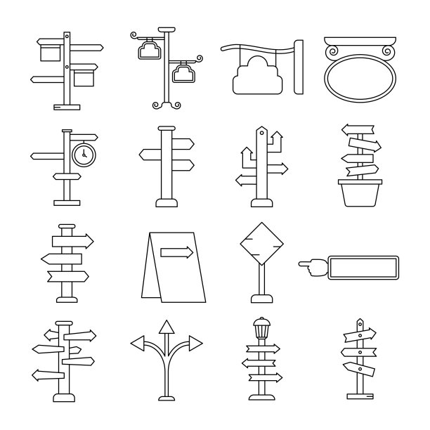 路标路标，箭头，街道图标，决定，问题，一组方向图标图片下载