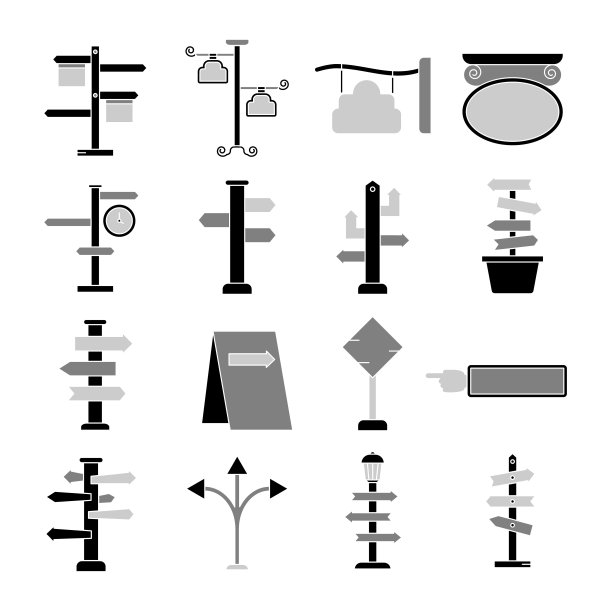 路标路标，箭头，街道图标，决定，问题，一组方向图标图片下载