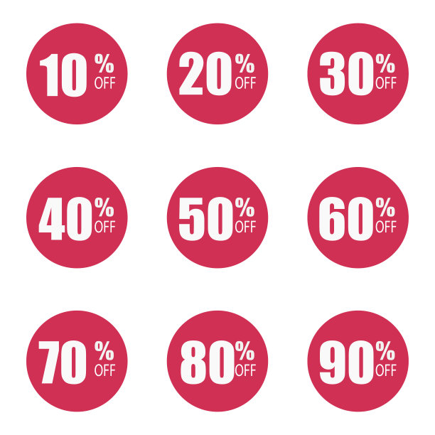 矢量图标销售设置为不同计数的红色标志图片下载