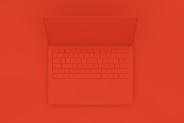 顶视图桌面与笔记本电脑，最小的技术理念概念。图片下载