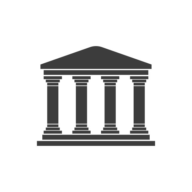 希腊神庙在白色背景上的平面设计图片下载