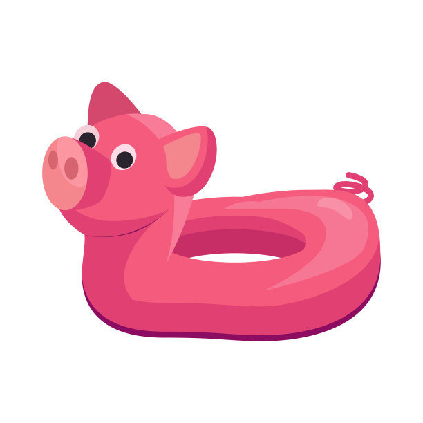 粉红色的猪。充气游泳圈图片下载