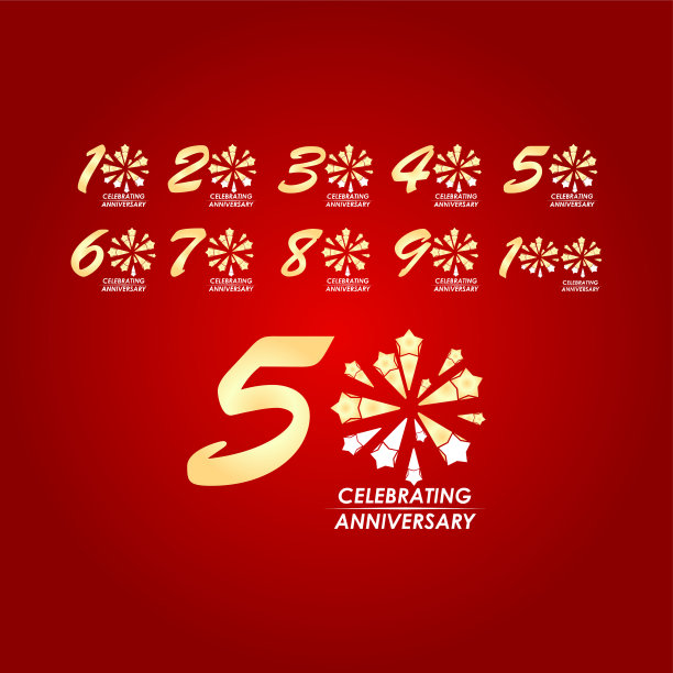 50年庆祝周年集矢量模板设计插图图片下载