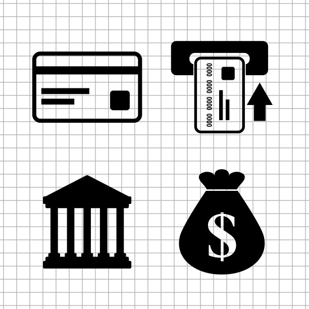 银行业务矢量图标集图片下载