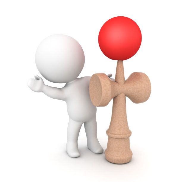 3D角色挥手从后面的kendama玩具图片下载