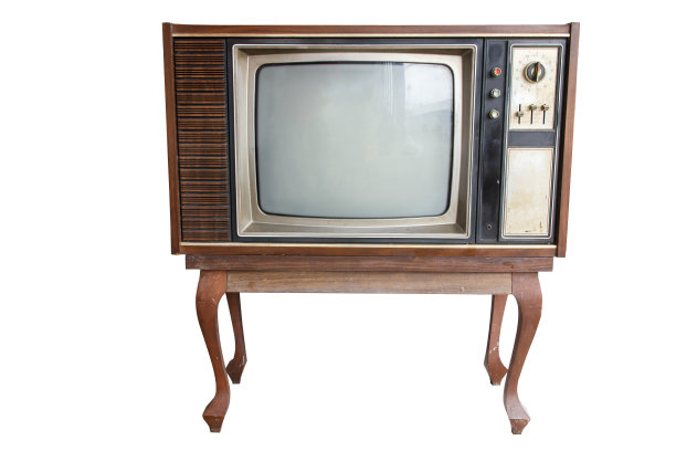 老式电视机孤立在白色上图片下载