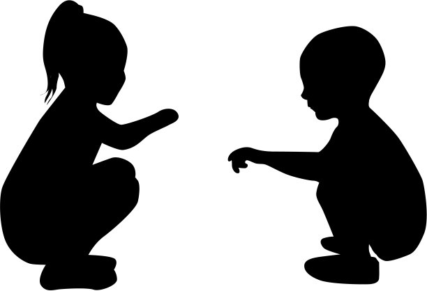 白色背景上儿童的矢量剪影。图片下载