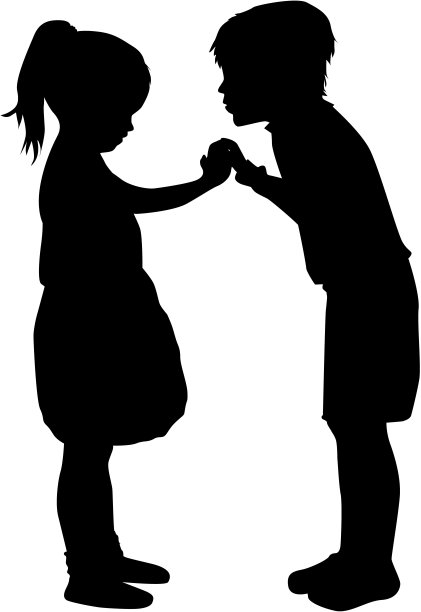 白色背景上儿童的矢量剪影。图片下载