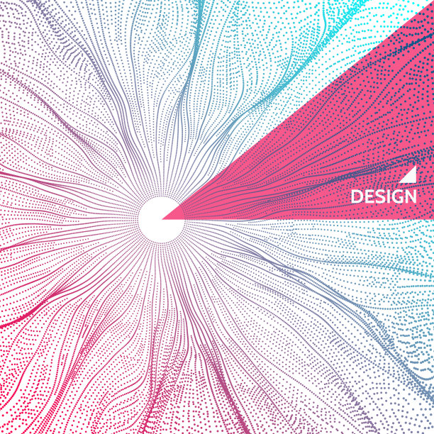 抽象的科学或技术背景。带粒子的网络插图。三维网格曲面。素材图片