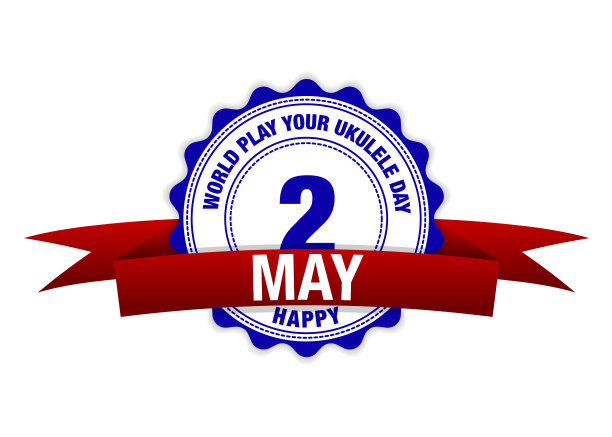 世界弹奏尤克里里日。5月2日。日历红色矢量图片下载