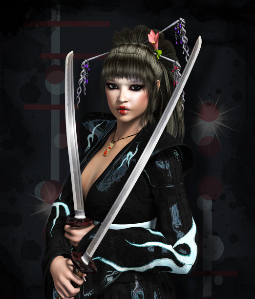 手持闪亮宝剑的武士女士图片下载