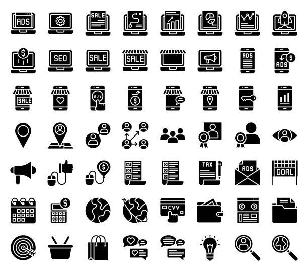 数字营销矢量插画图标图片下载