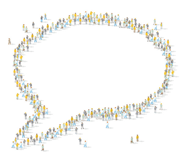 人群在白色背景上形成语音泡泡图片下载