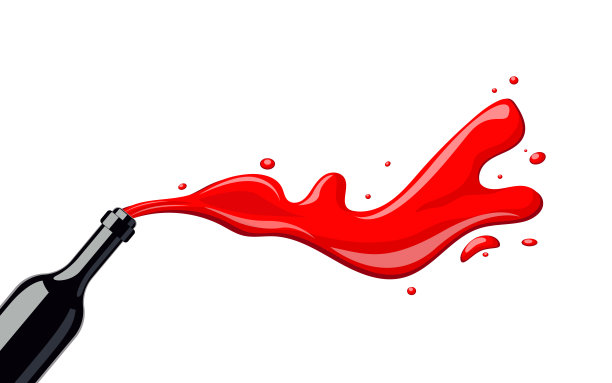 酒瓶和饮料喷溅矢量设计插图孤立在白色的背景图片下载