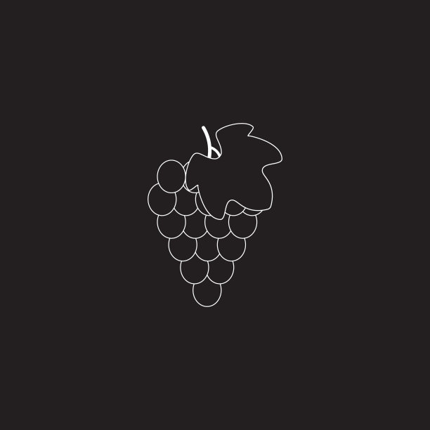 一串葡萄与叶片平面矢量图标的食物应用程序和网站图片下载