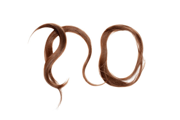 从白色背景上的棕色头发制成的字，孤立的图片下载