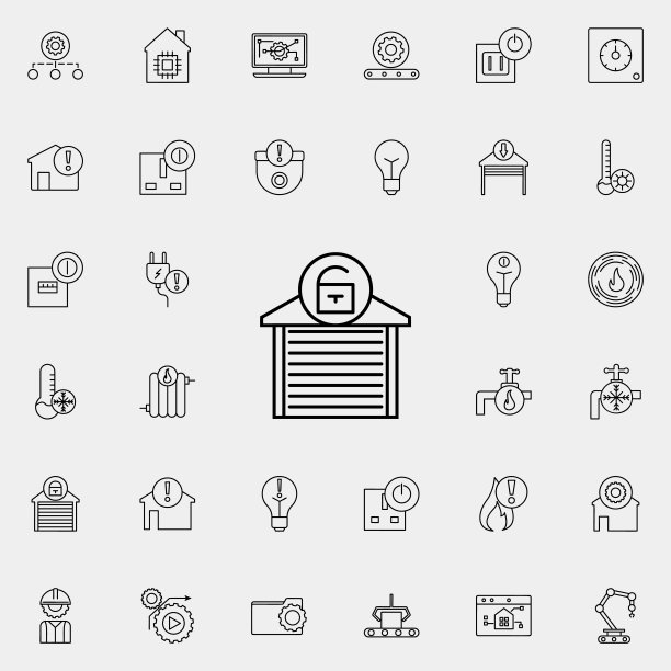 打开车库标志图标。自动化图标通用设置为网络和移动图片下载