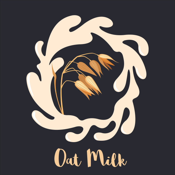 燕麦牛奶图标孤立在黑色背景。图片下载