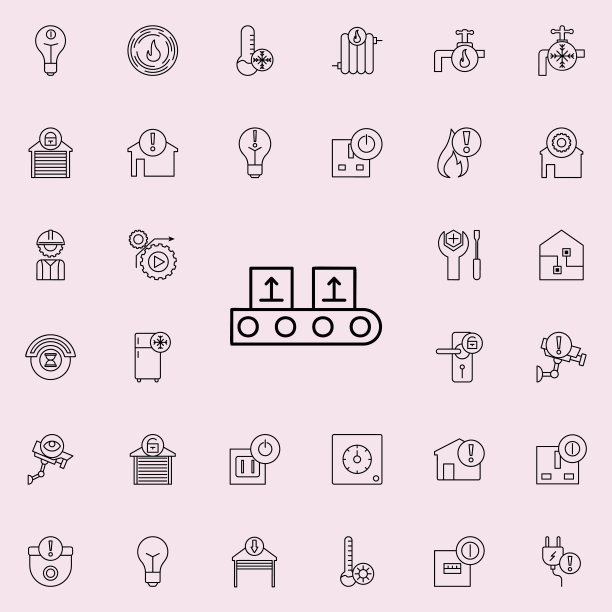 包装生产线图标。自动化图标通用设置为网络和移动图片下载