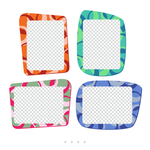 矢量彩色框架的照片或插图。装饰框架的阴影在橙色，绿色，蓝色和红宝石。图片下载