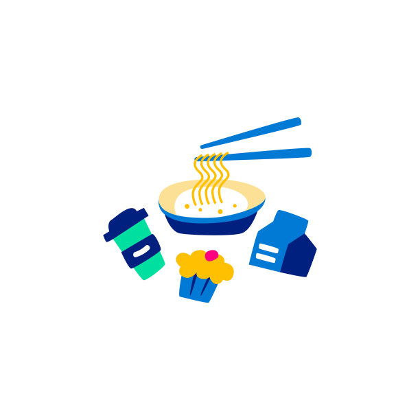 矢量平面中餐外卖套装。图片下载