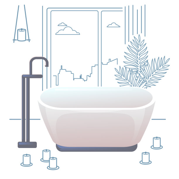 勾勒出一个极简主义风格的现代浴室。图片下载