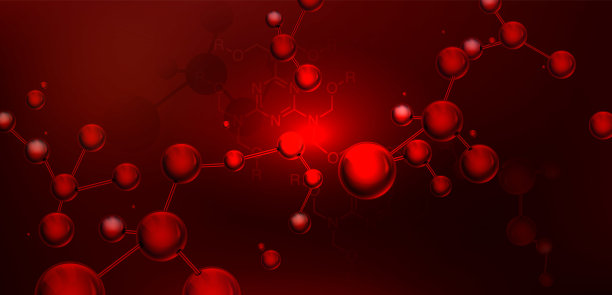 具有球形粒子的抽象分子结构。素材图片