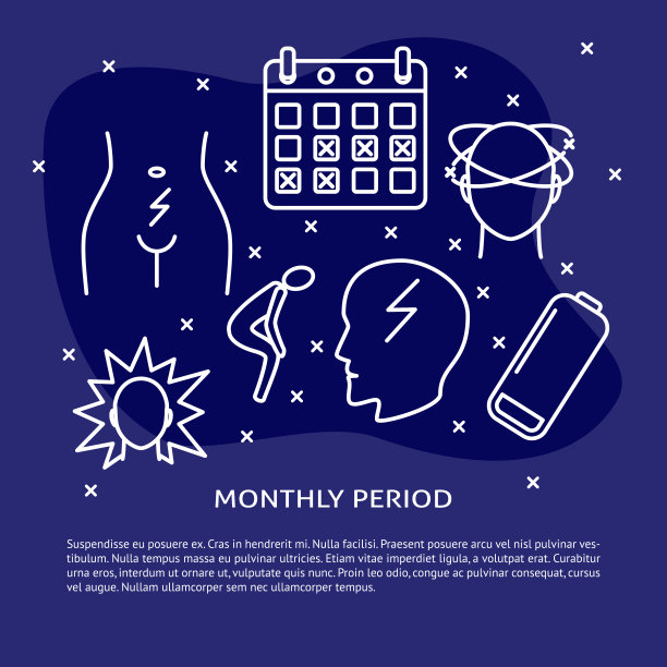 月经期概念旗帜在线条风格图片下载