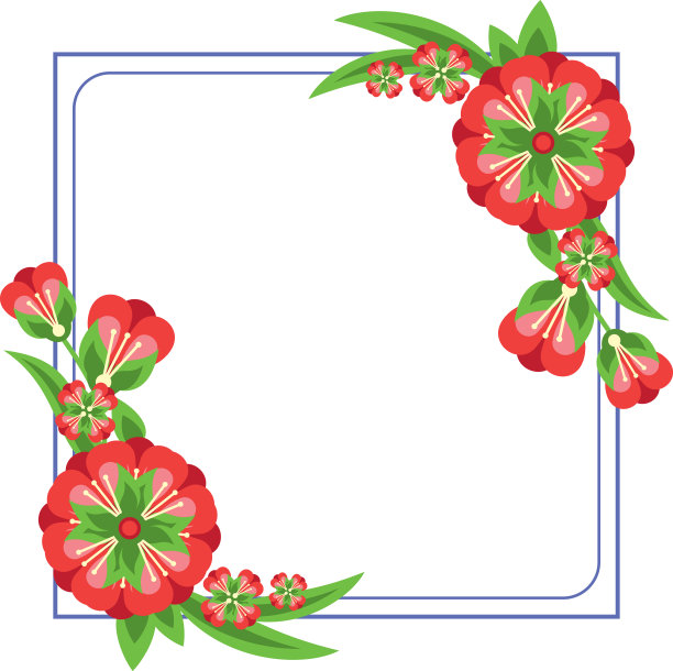 美丽的框架与装饰鲜艳的鲜花。图片下载