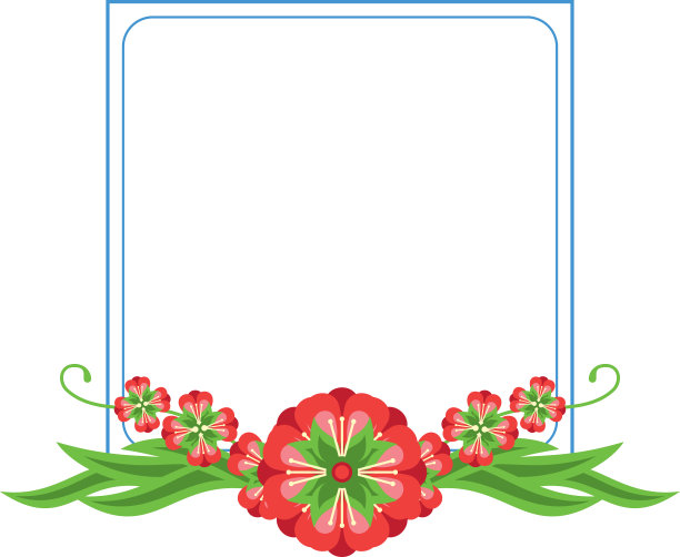 美丽的框架与装饰鲜艳的鲜花。图片下载