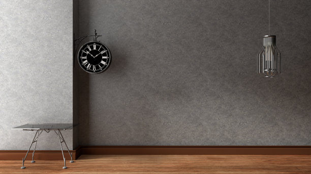 空房间，木地板上有风扇。三维渲染图片下载