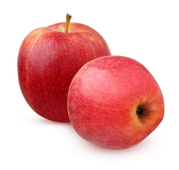 两个红色条纹的苹果孤立在白色背景上。图片下载