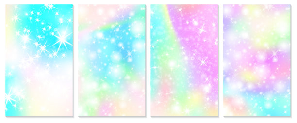 彩虹独角兽的背景。全息的天空图片下载